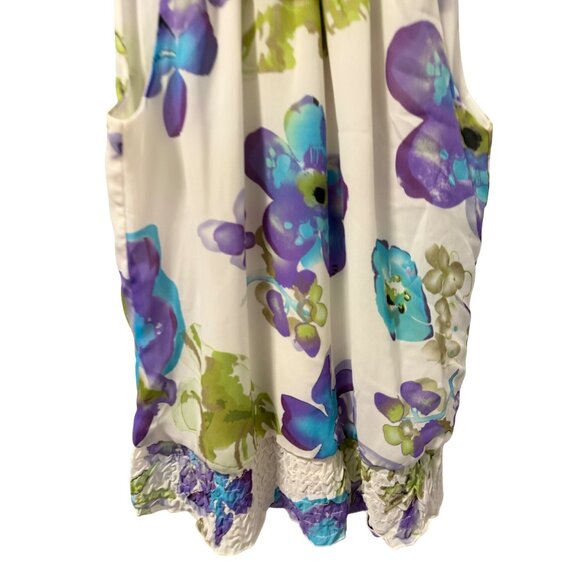 Dressbarn Floral Halter Top With Ruffled Hem Size L Flower Print Sleeveless top - Picture 7 of 12